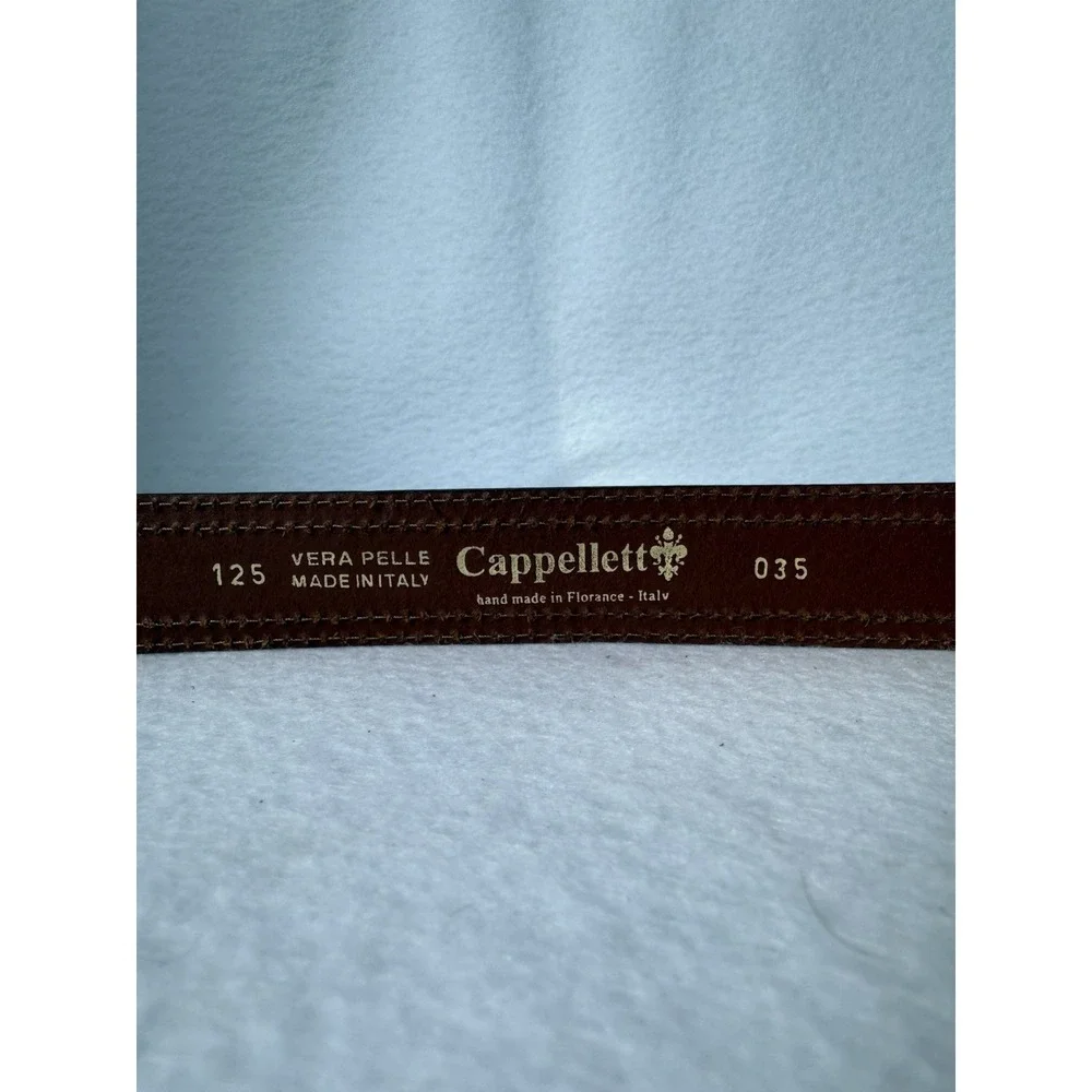 Cappelletti Italian Leather Nautical Flags‎ Belt Sz 44 Vera Pelle Made In Italy